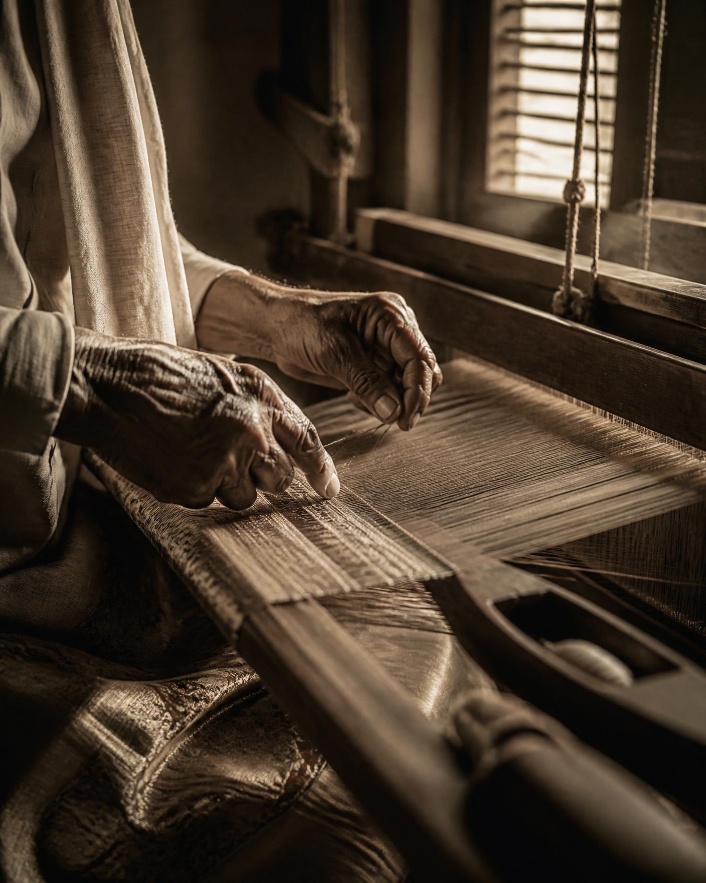 Master weaver at a traditional handloom