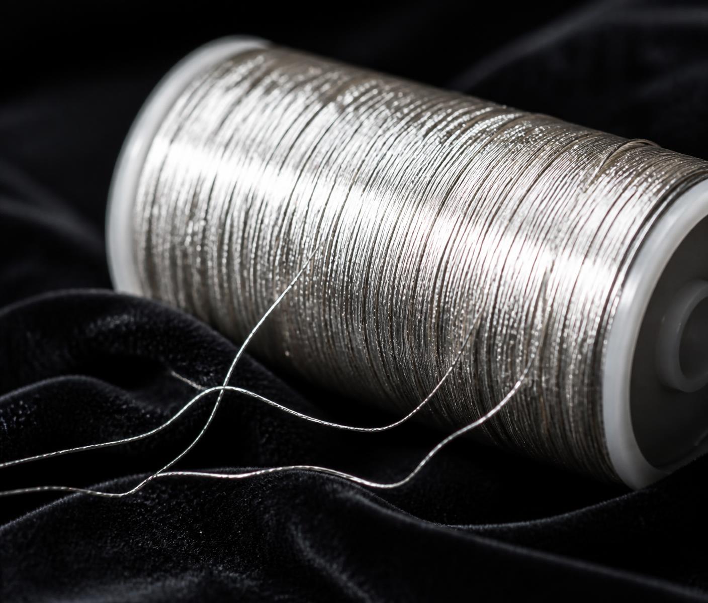 Spool of real silver thread